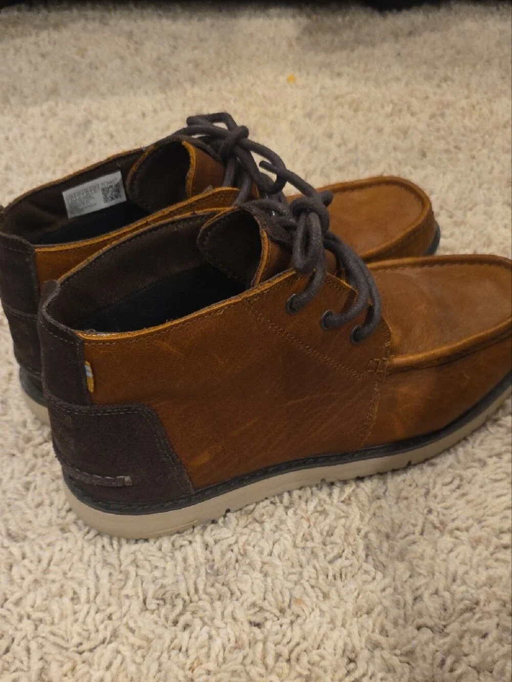 Toms Mens Navi Moc Chukka Brown Leather Boots Sz 12